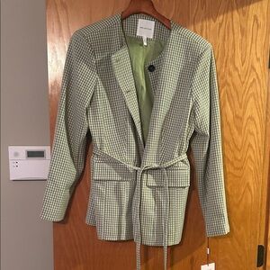 Avec Les Filles Green Checkered Blazer
